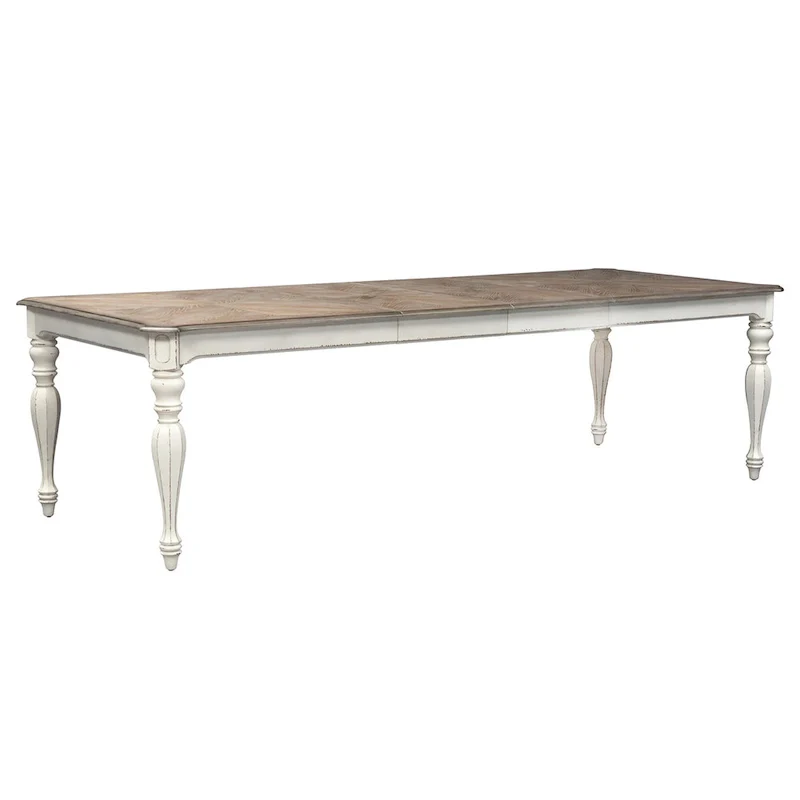 Antique White Weathered Bark Leg Dining Table