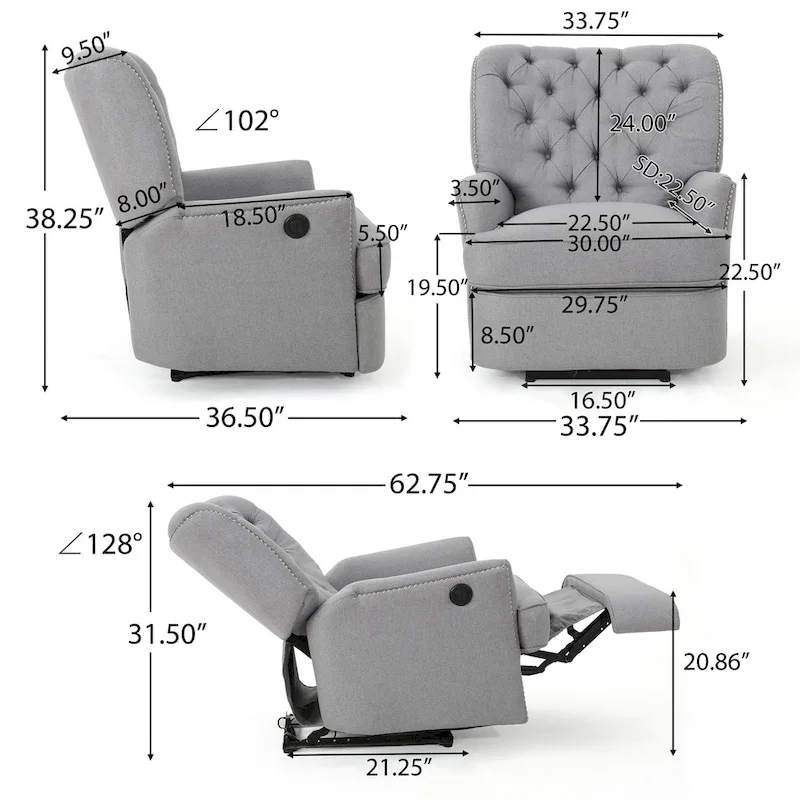 Salomo Tufted Fabric Power Recliner by Christopher Knight Home