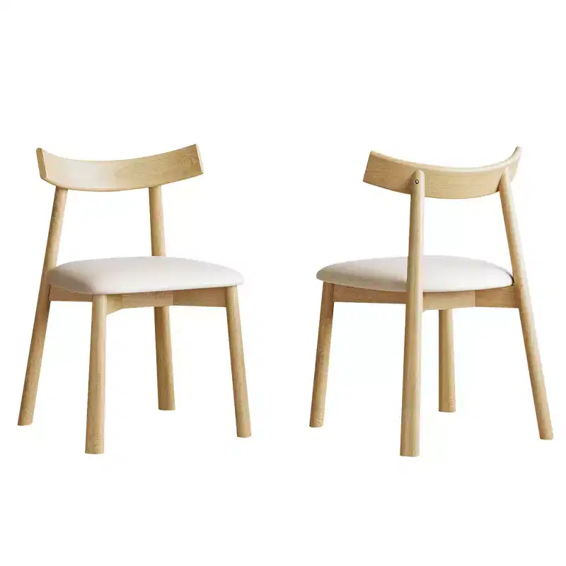 MAYEERTY Set of 2 Modern Dining Chairs, Ergonomic Armless Kitchen Chairs with Leather Cushions, Wooden Leg for Restaurant, Bedroom