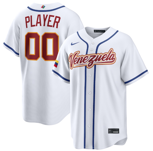 Venezuela Baseball White 2026 World Baseball Classic Home Pick-A-Player Custom Jersey