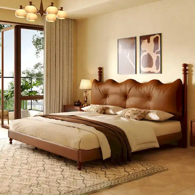 Luxury Upholstered PU Leather Bed