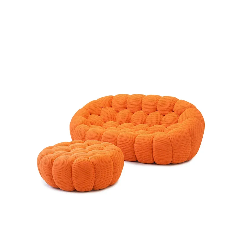 3D Honeycomb Fabric Upholstered Bubble Sofa Modern Loveseat