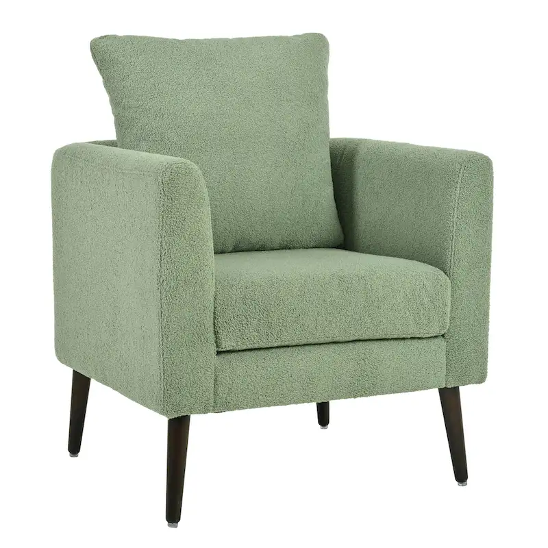 Green 26.77  Upholstered Arm Chair with Solid Wood Legs
