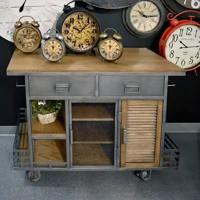 Jaxon Kitchen Island Antiqued Steel - N/A