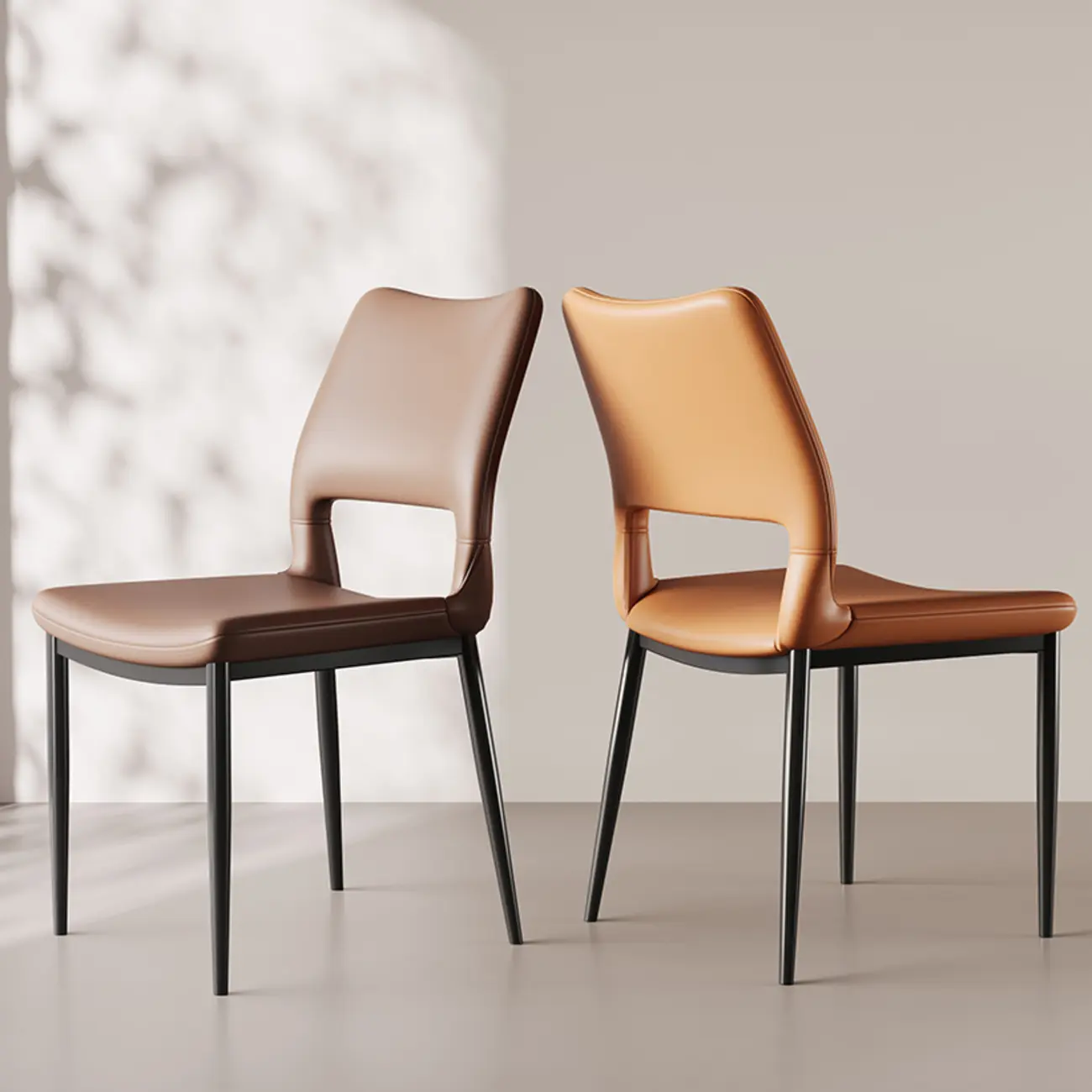 Modern Faux Leather Open Low Back Armless Dining Chair