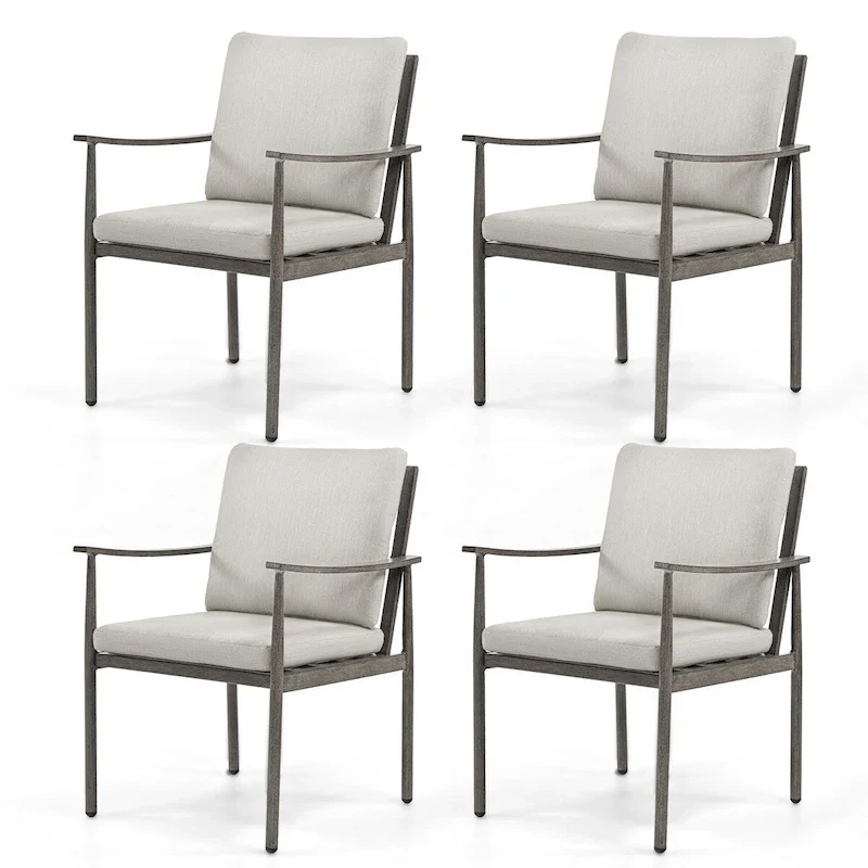 SleekLine 4-Piece Aluminum Patio Dining Chairs with Cushions