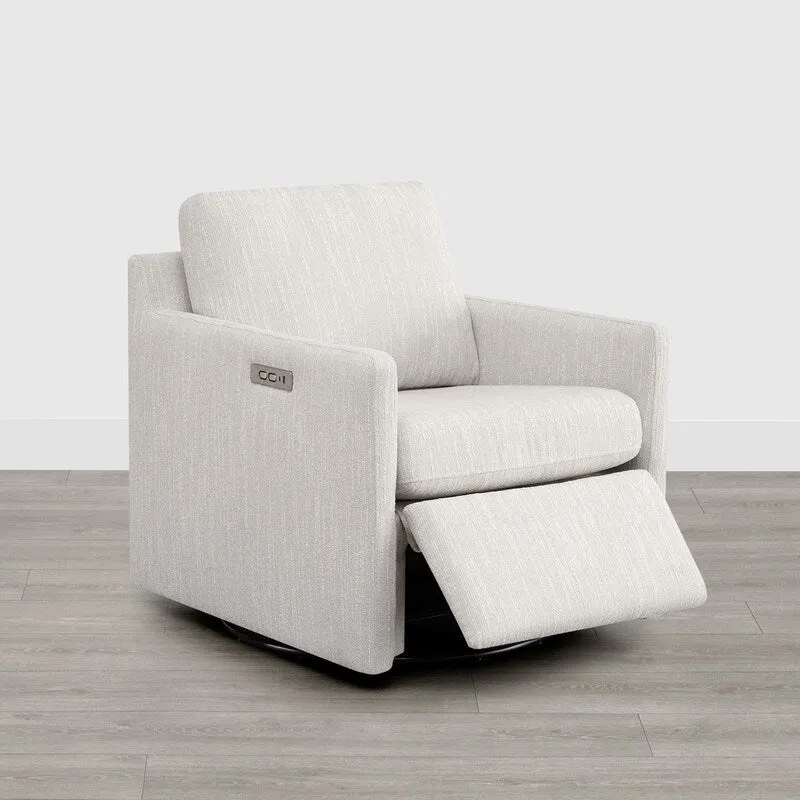Beige / Grey / Cream Fabric Swivel Accent Chair with Electric Footrest Recline, Single Seat