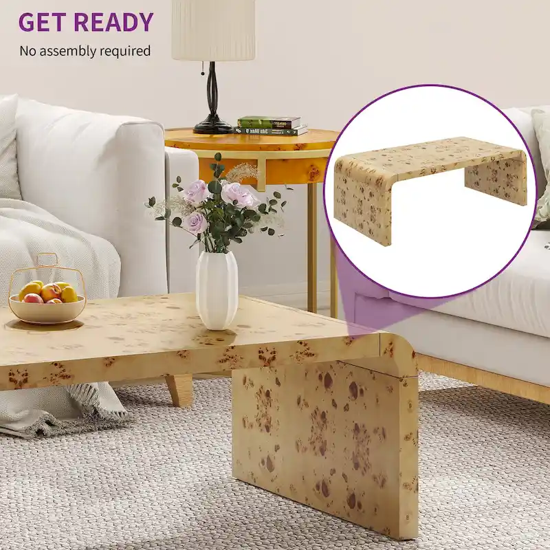 Moasis 45 Arched Burl Leather Coffee Table