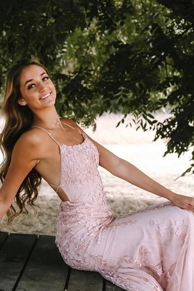 Mermaid Spaghetti Straps Lace Prom Dress