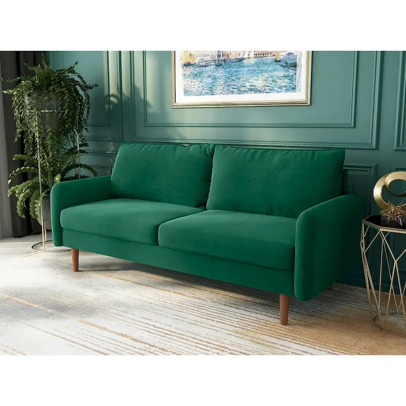 Velvet Square Arm Sofa - Multiple Colors, Contemporary Design, Seats 2-3
