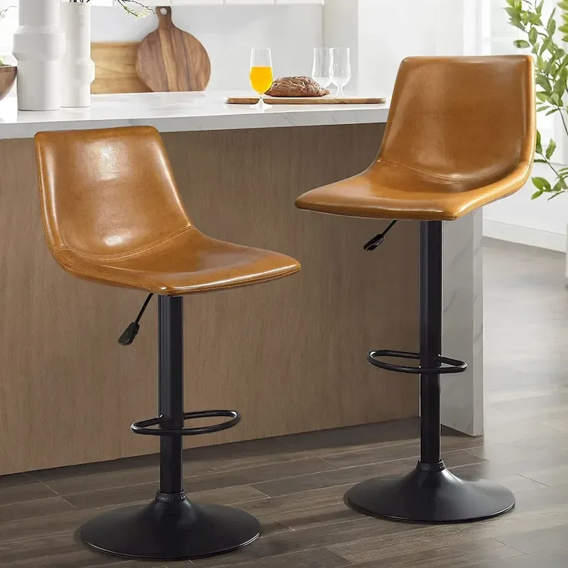 Bar Stools Set of 2 Height Adjustable,Swivel Counter Height Bar Stools with Back