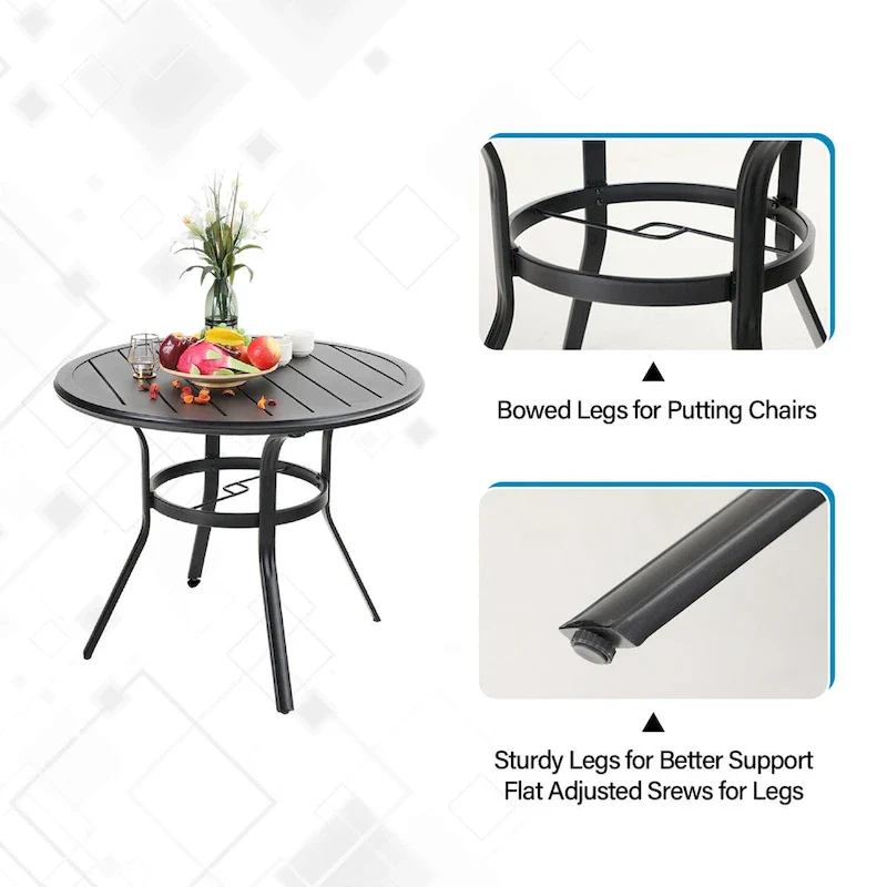 MAISON ARTS 5/6-Piece Patio E-Coating & Stackable Dining Set