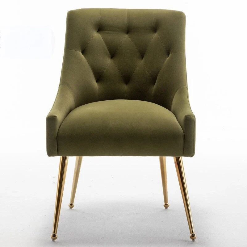 Modern Dining Chairs Set of 2, Upholstered Accent Chair Tufted Back Armless Chair with Back Pull