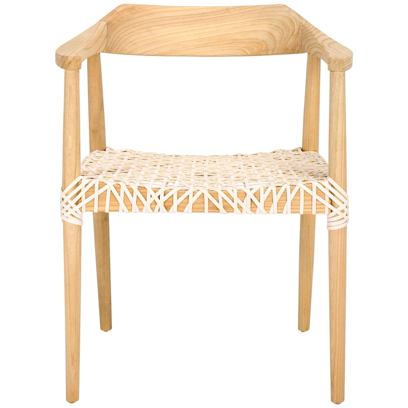 Munro Wanda Woven Leather & Solid Wood Accent Chair (Fully Assembled) - 22  W x 20.5  L x 28.5  H - 22Wx21Dx29H