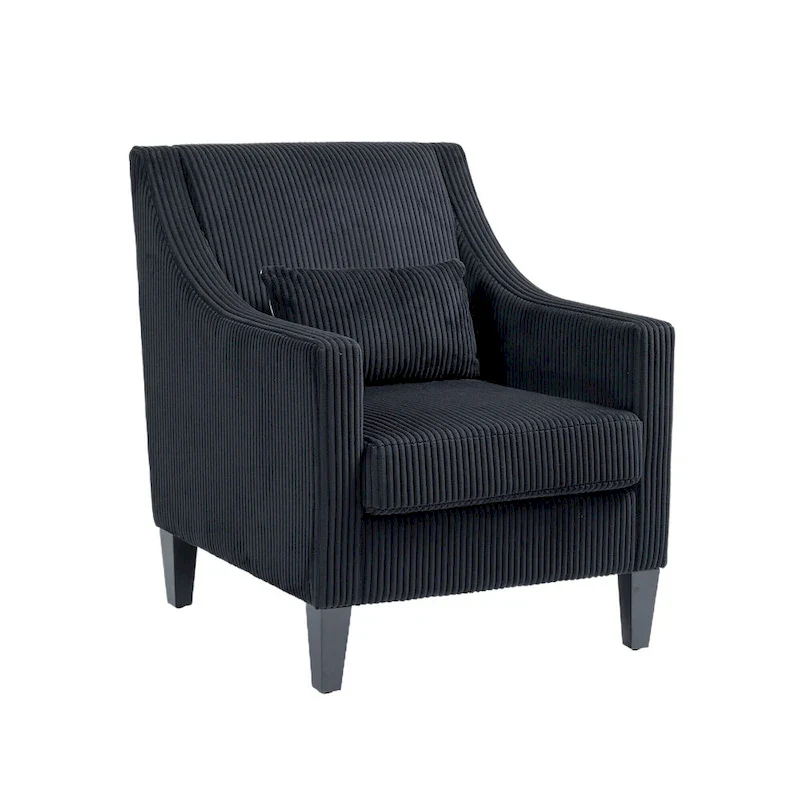 Black Modern 26.8 Arm Chair with Rubber Wood Legs