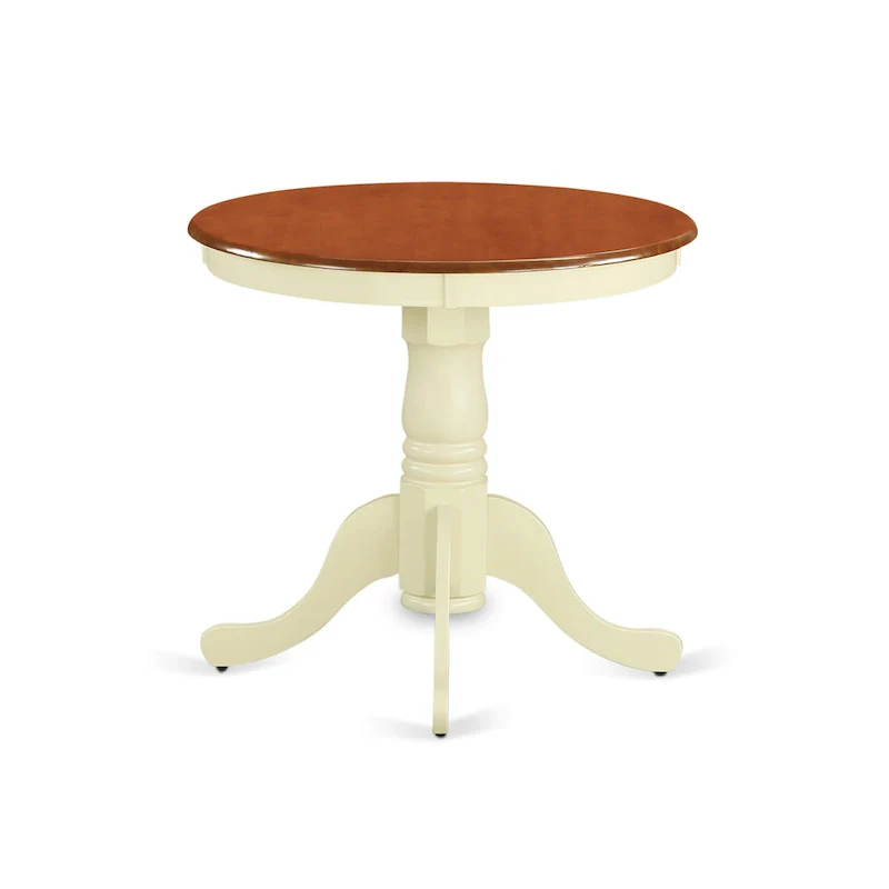 Round Pedestal Dining Table – Cherry Top with Buttermilk Base