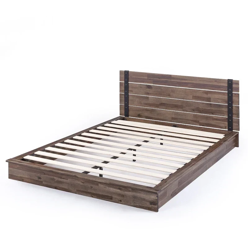 Priage by ZINUS Brown Metal and Wood Platform Bed Frame