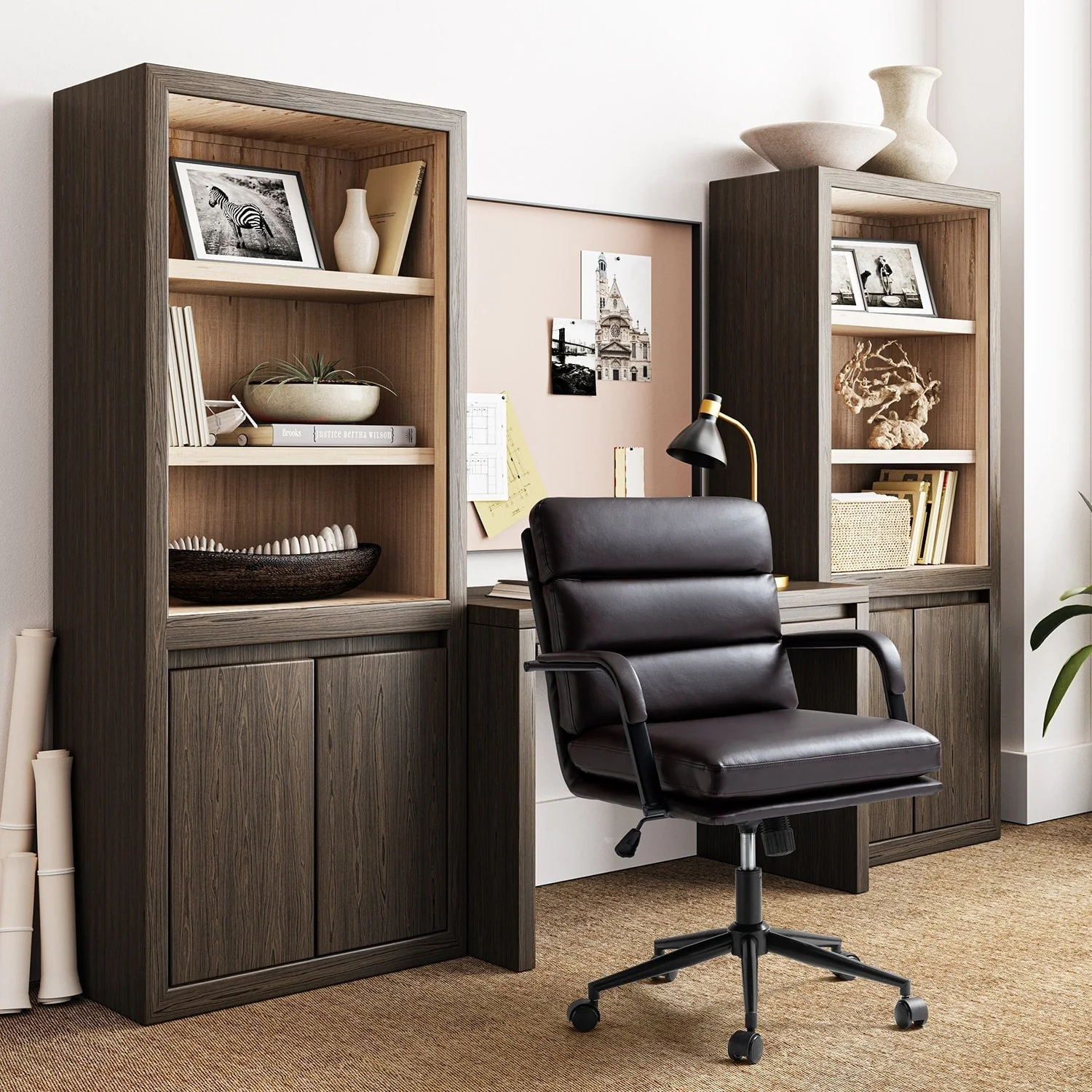 Joseph Modern Task Faux Leather Chair with Tilt Lock and Center Tilt by HULALA HOME
