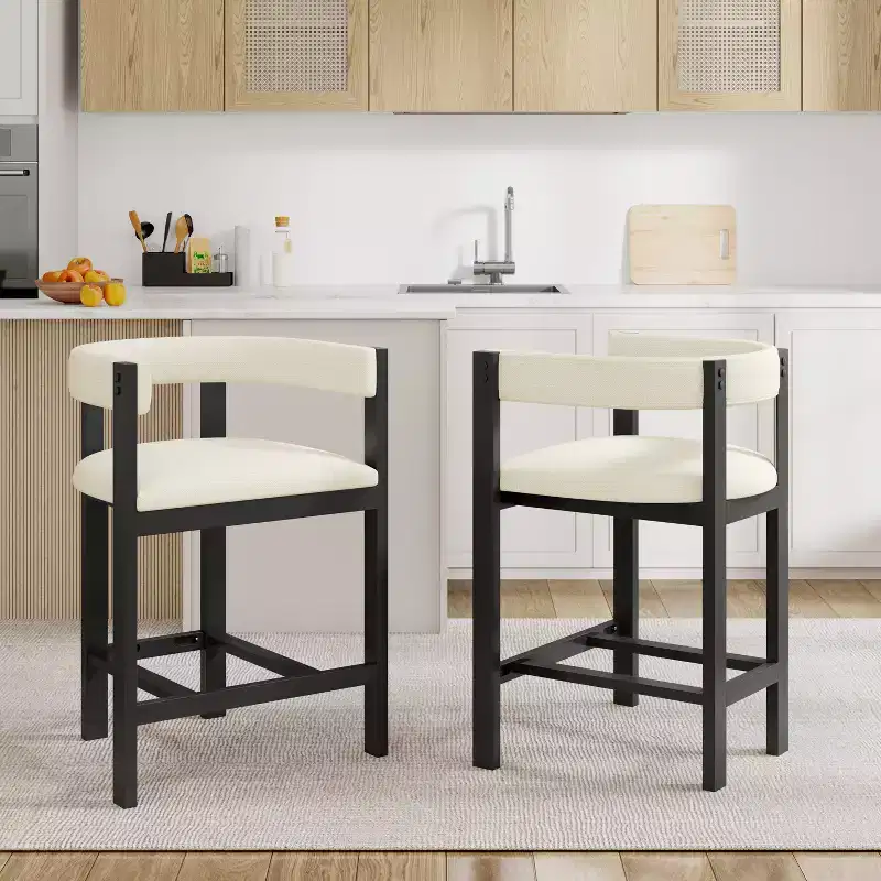 Christopher Knight Home Callista Rubberwood Upholstered Counter Stool With Open Back (Set of 2)