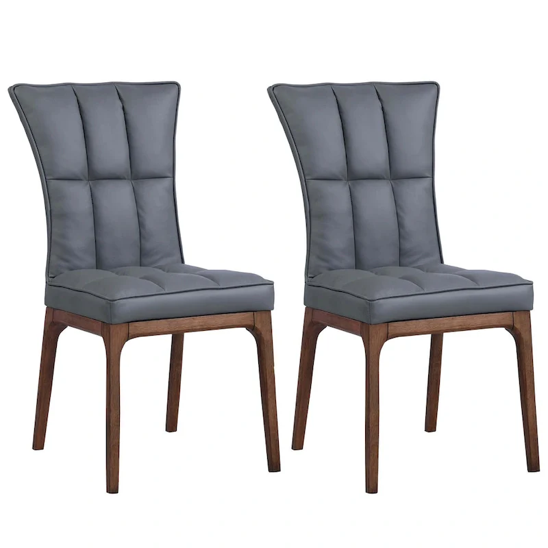 Somette Modern Tufted Side Chair with Solid Wood Frame, Set of 2