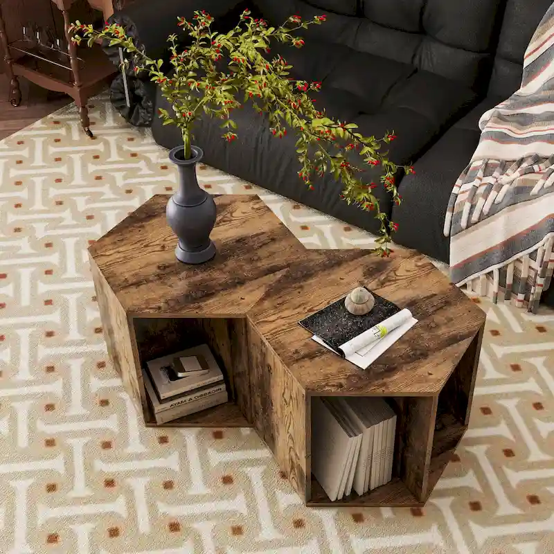 White Hexagonal Coffee Table Set of 2