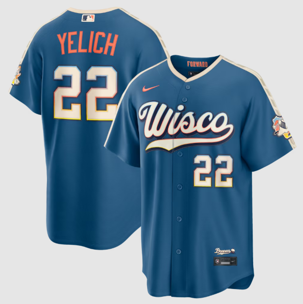 Milwaukee Brewers Christian Yelich Mineral Blue 2026 City Connect Stadium Jersey