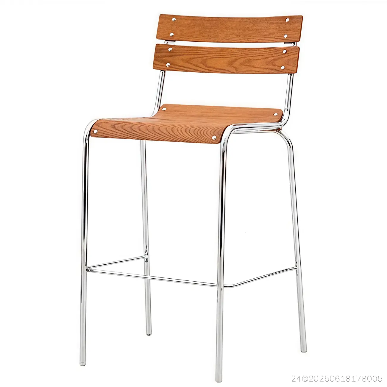 Industrial Brown Wood Rectangle Stackable Bar Stools with Back