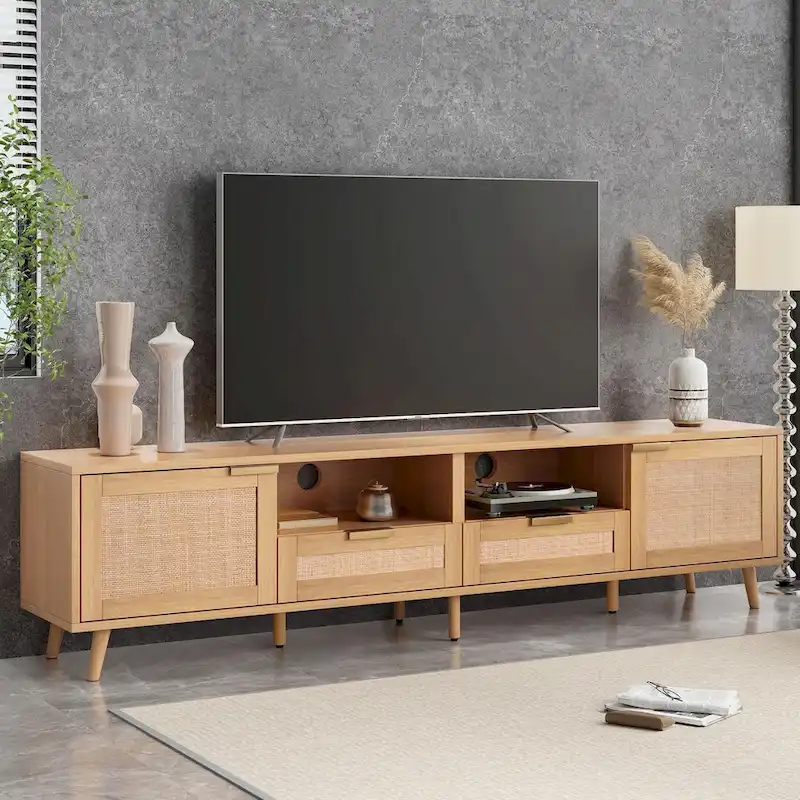 Rattan TV Stand for TVs up to 85
