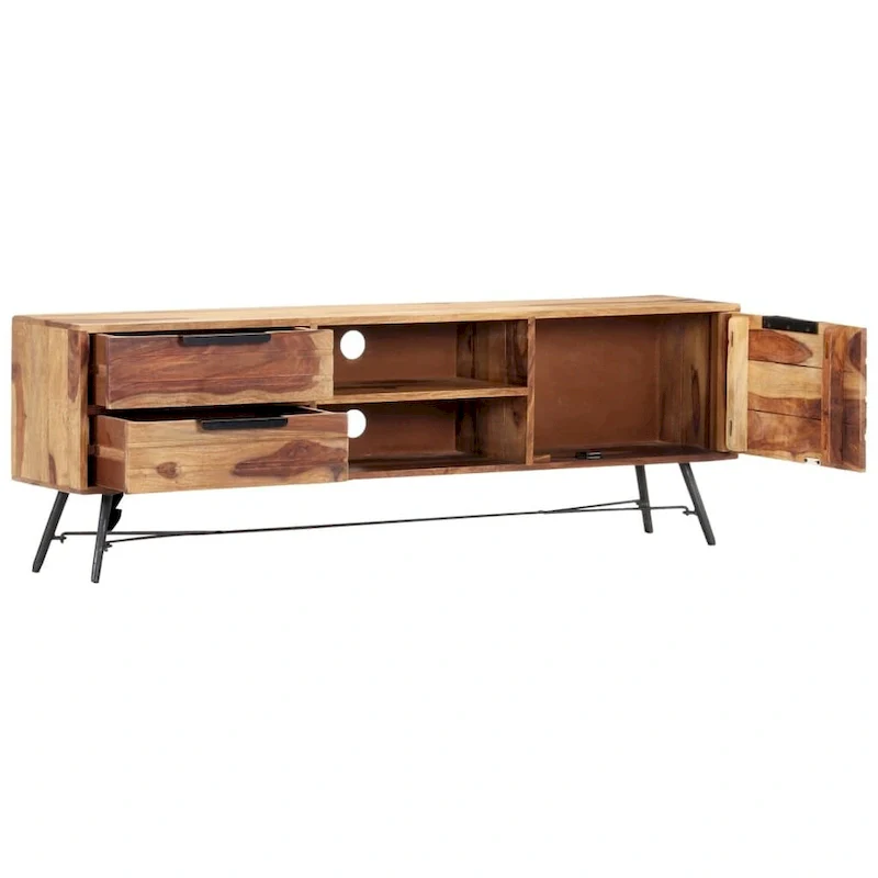 vidaXL TV Stand 55.1  x11  x18.5   Solid Wood Sheesham