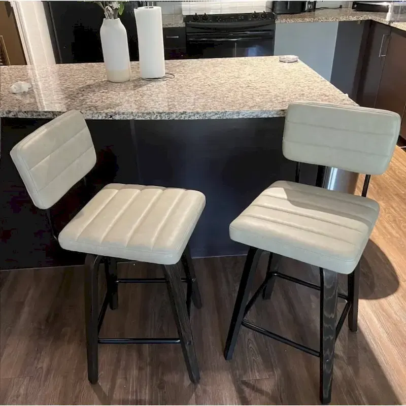 Swivel Counter Height Bar Stool with PU Leather Seat