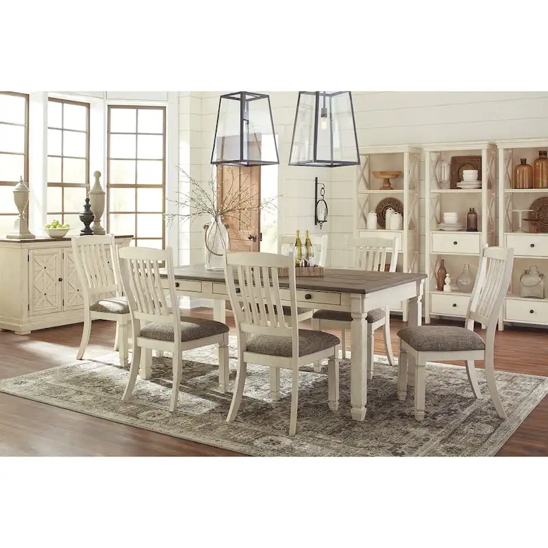 Signature Design by Ashley Bolanburg Antique White / Brown 7-Piece Dining Package