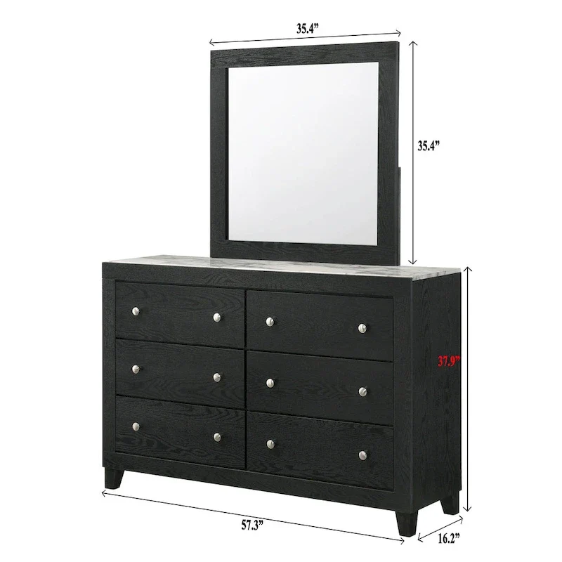 Gaylene 5 Piece Black LED Bookcase Panel Bedroom Set