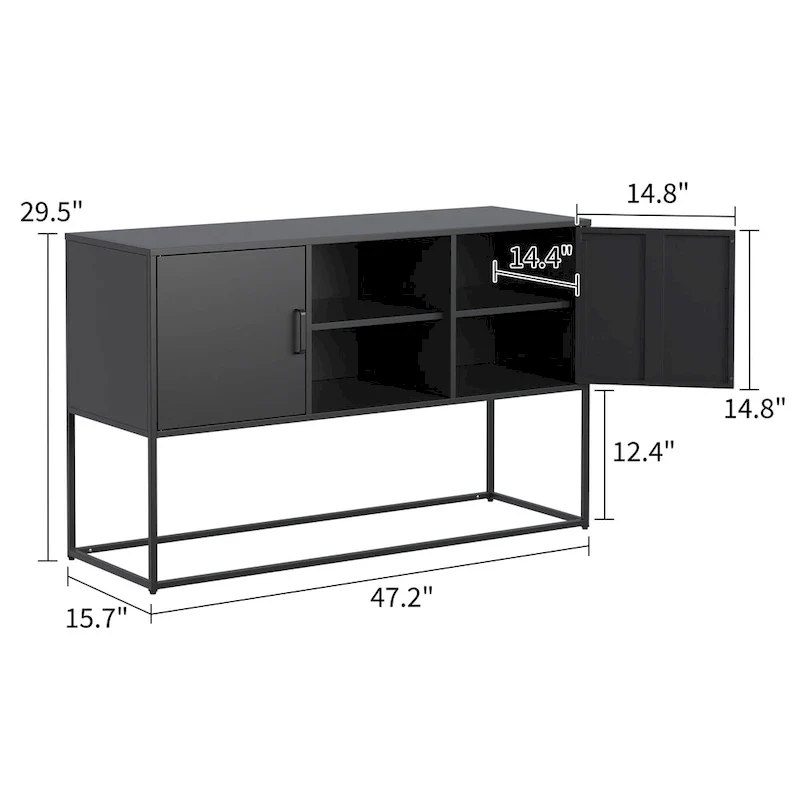 Metal Sideboard Cabinet with Adjustable feet