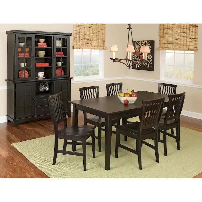 Arts & Crafts 7-piece Rectangular Dining Set with Extension Leaf by Homestyles