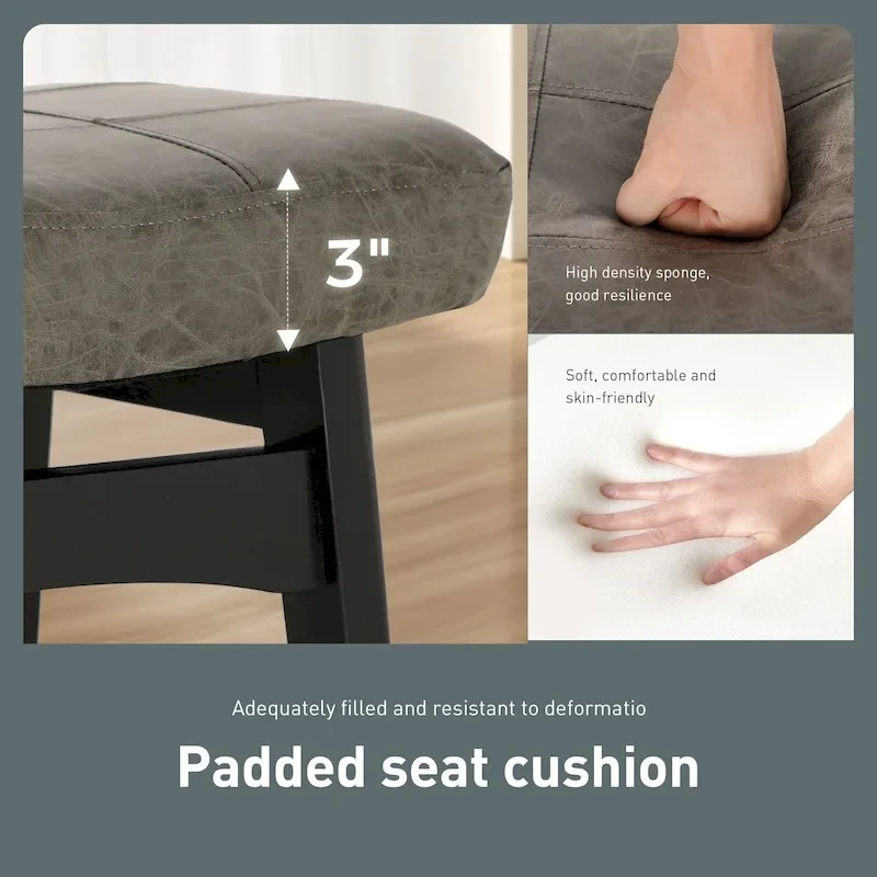 Backless Saddle Counter Stools with Wood A-Frame Base – Grey / Black / White / Beige