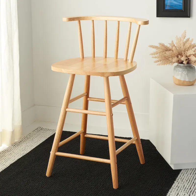 Farmhouse Counter Stool 25-Inch – Rustic-Chic Captain’s Chair Style – Jet Finish