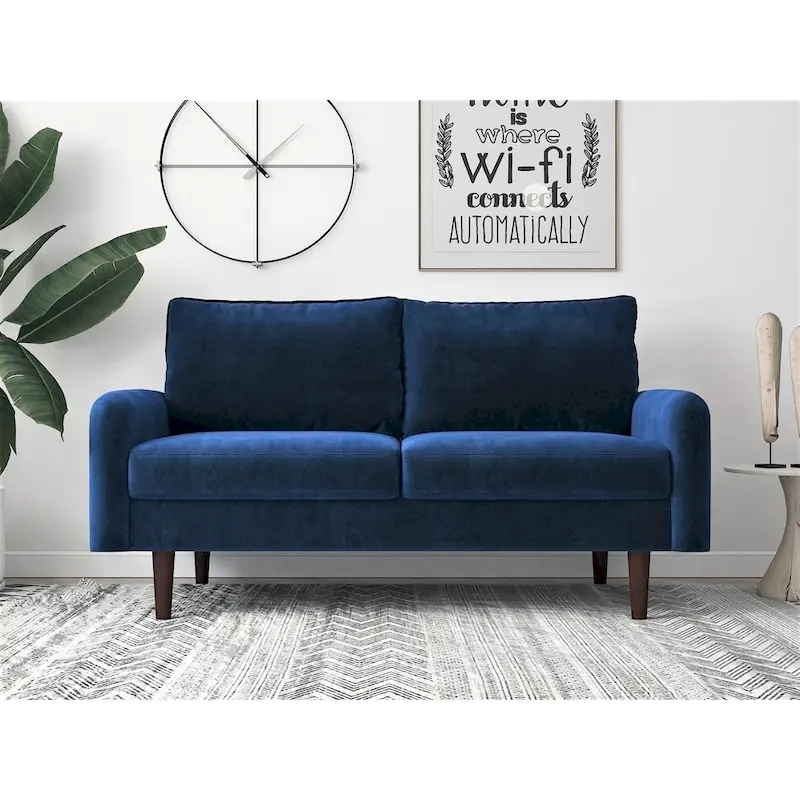 Velvet 2-Seater Loveseat with Tapered Legs