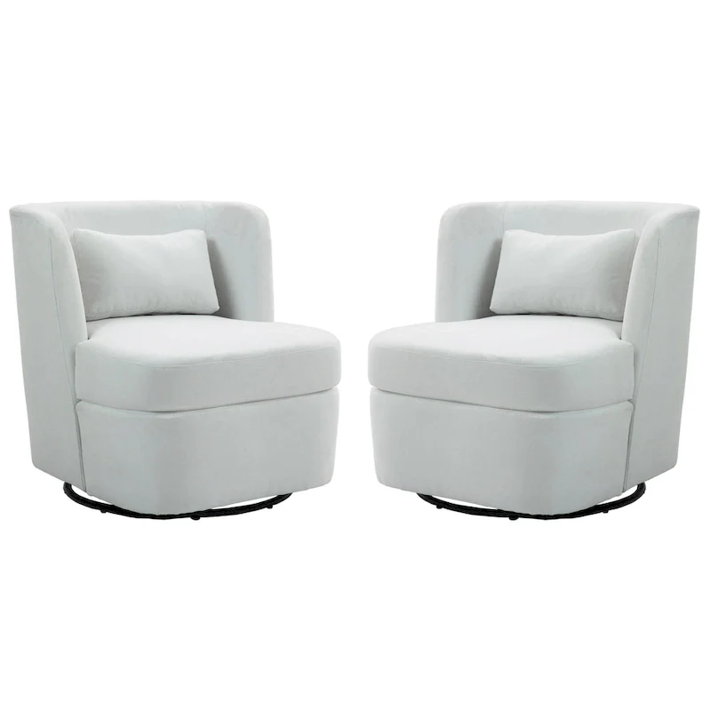 Swivel Accent chairs With Boucle Linen Fabric Set of 2