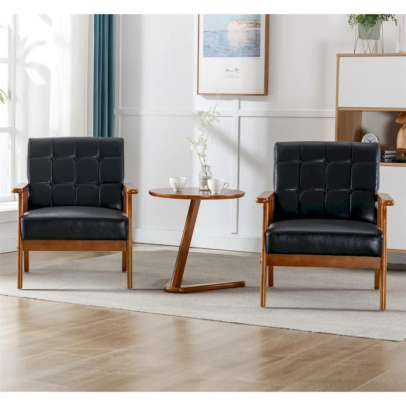 Mid Century Modern Accent Chairs Set of 2 with Side Table