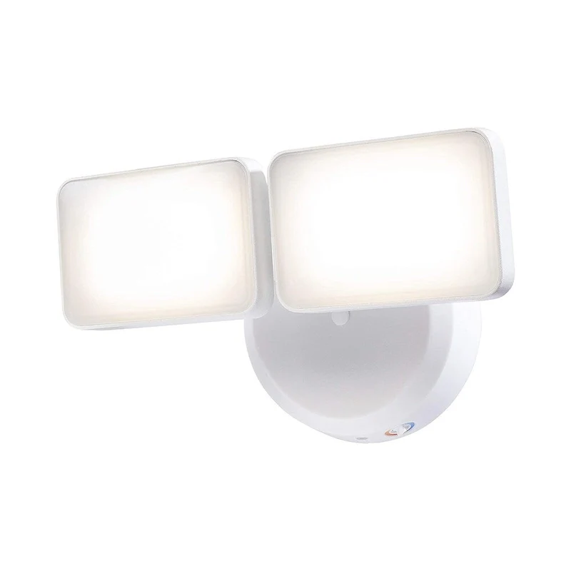 Outdoor LED Dual Head Wall Spot Light 2 Light Dusk to Dawn, White Finish 6 H