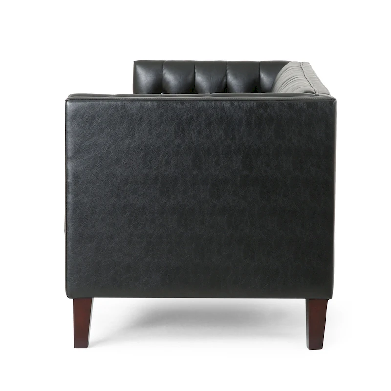 Pondway Faux Leather Tufted 3 Seater Sofa by Christopher Knight Home