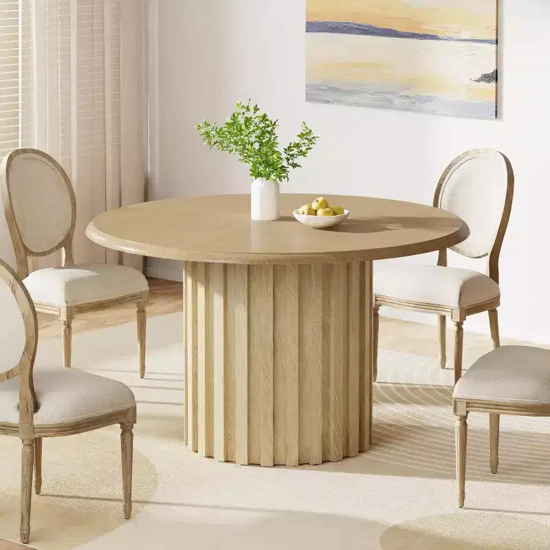Lantine 43.31 Farmhouse Kitchen Round Dining Table