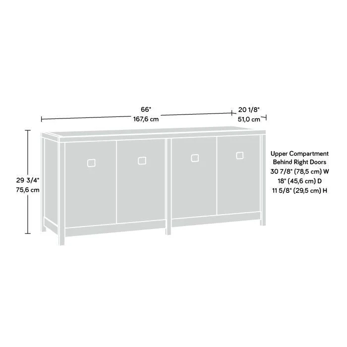 Soft White Office Credenza with Doors – 2-Person Storage
