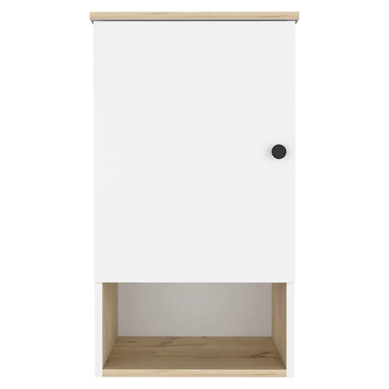 Medicine Cabinet , Two Internal Shelves, Light Oak / White Finish