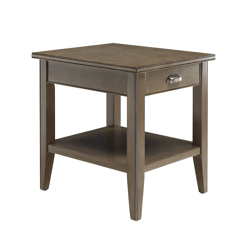 Laurent 20 in. Solid Wood End Table with Shelf and Drawer