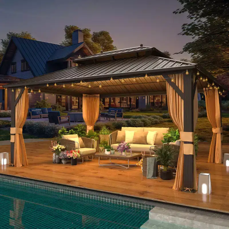 EROMMY 12 Ft. W x 16 Ft. D Metal Patio Gazebo
