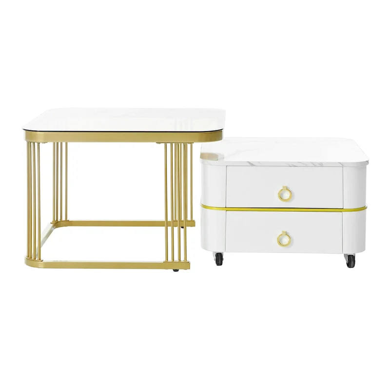 Nesting Coffee Table Set with Wheels, Set of 2