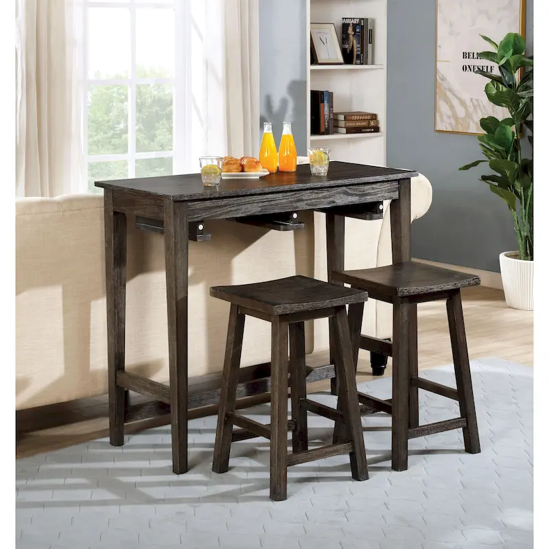 Flaros Transitional Solid Wood 3-Piece Bar Table Set by Furniture of America