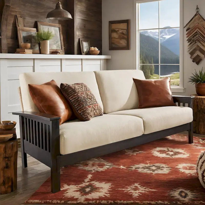 Sigulda Mission-Style Wood Sofa