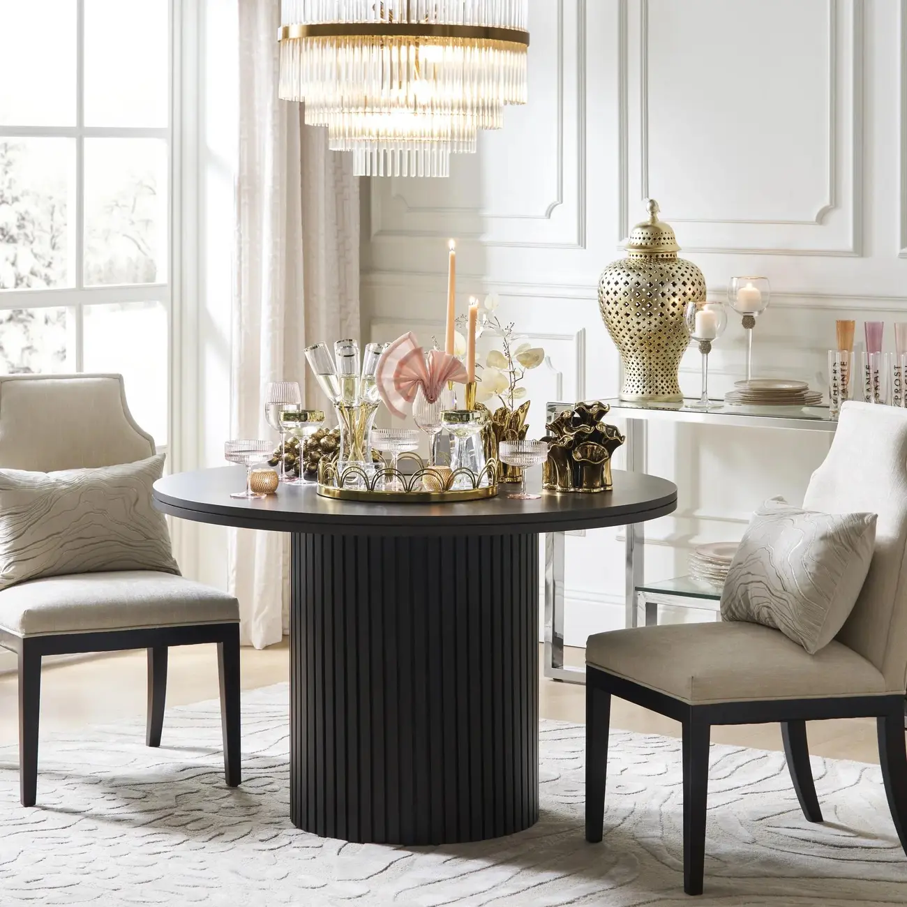 Modern Clear Glass Chandelier with Gold Finish